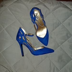Size 7 3inch Charlotte Russe Bold Bright Navy Blue Heels EYECATCHING!!
